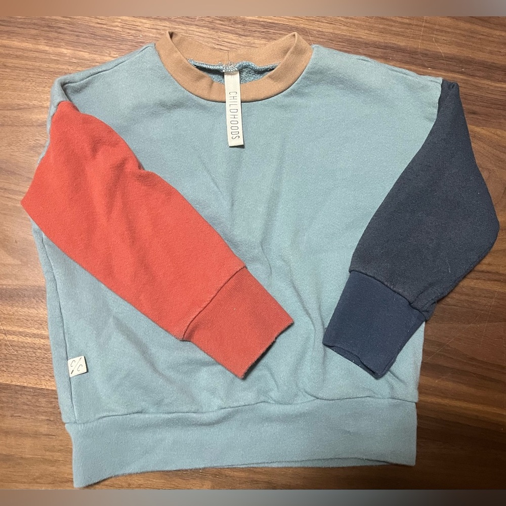 Childhoods Toddler Colorblock Sweatshirt - Blue, Red, and Tan
